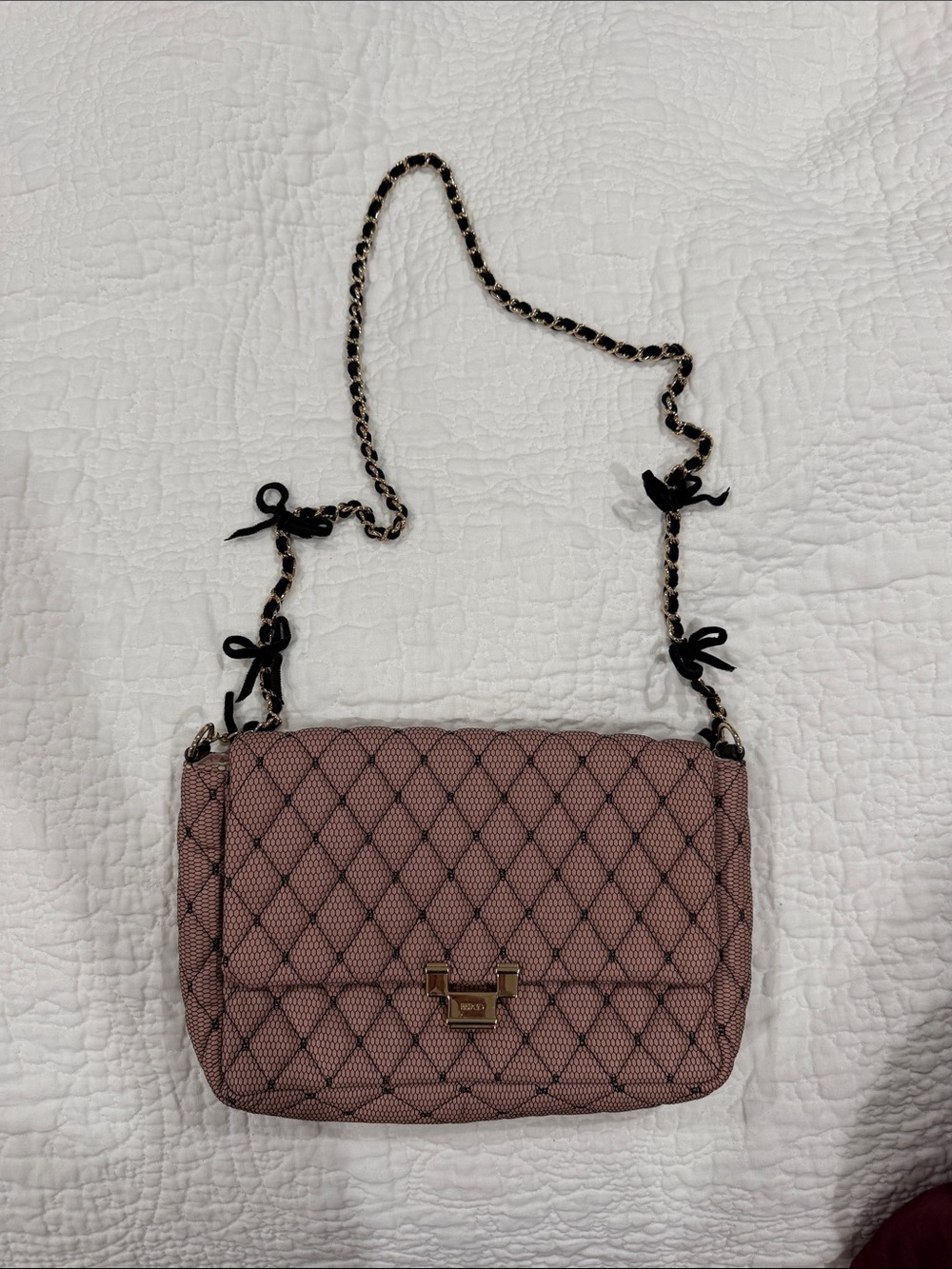 RED Valentino Quilted Pink Crossbody Bag with Chain Strap